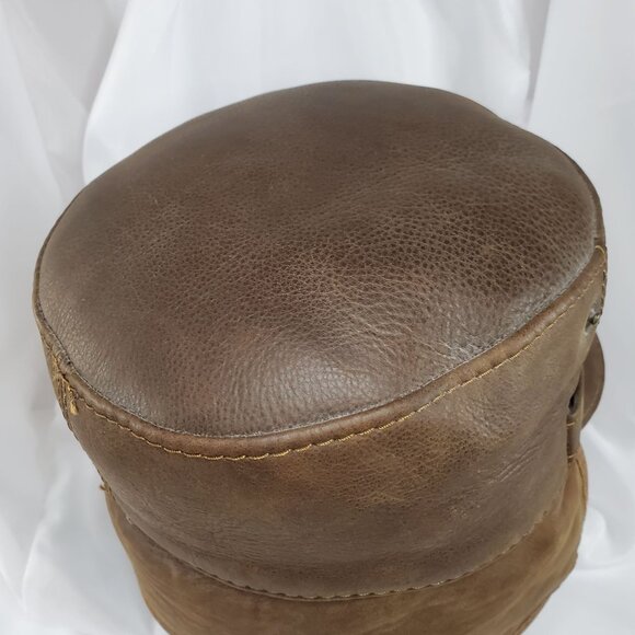 Ricardo BH Brown Leather Aviator Hat With Faux Fur Lining Elmer Fudd Ear flaps - Picture 16 of 16